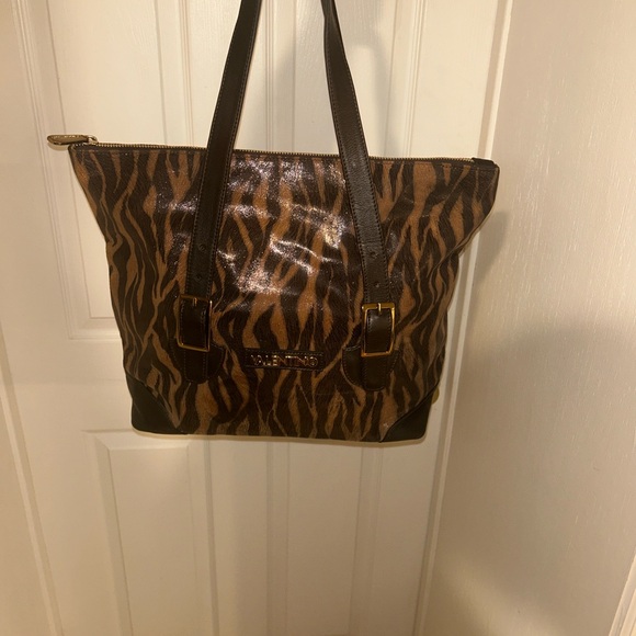 Mario Valentino Albina by Mario Leather Zebra Print Tote Bag - Picture 3 of 17